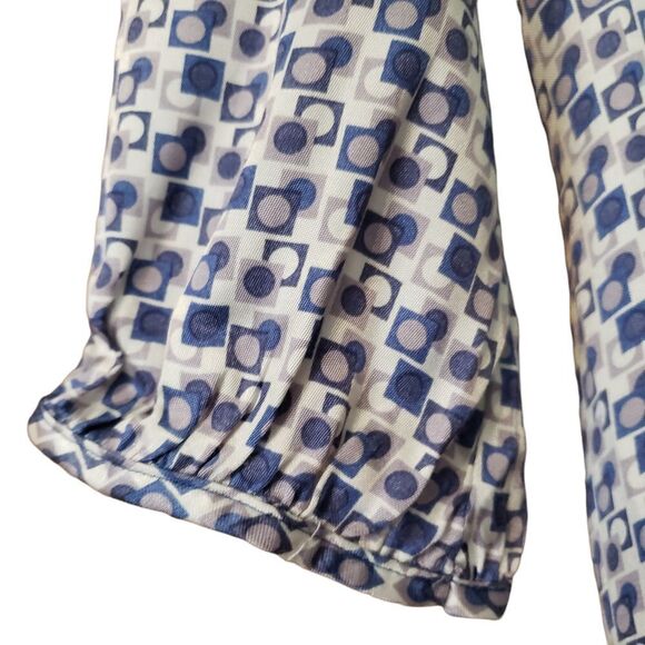 Dressbarn Button Blouse Geometric Collared Tie Belt - Picture 6 of 8